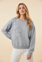 Load image into Gallery viewer, Floral Raw Edge Oversized Pullover Sweatshirt