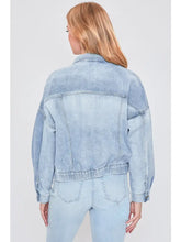 Load image into Gallery viewer, Junior's 80's Style Denim Jacket with Elastic Hem