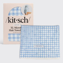 Load image into Gallery viewer, Xl Hair Towel Wrap - Gingham Blue