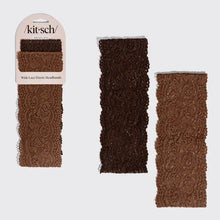 Load image into Gallery viewer, Wide Lace Elastic Headbands 2pc Set - Mocha & Chocolate