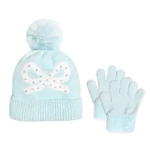 Load image into Gallery viewer, Bow Print Chenille Hat & Glove Set