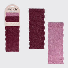 Load image into Gallery viewer, Wide Lace Elastic Headbands 2pc Set - Cherry Lacquer & Dusty Pink