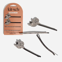 Load image into Gallery viewer, Extra Long Metal Rhinestone Bobby Pins 4pc Set - Ghost