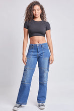 Load image into Gallery viewer, Junior High Rise Straight Leg Cargo Jeans