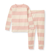 Load image into Gallery viewer, Rugby Stripe Infant PJ Set - Pink Sand