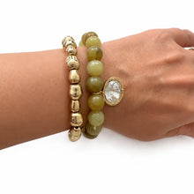 Load image into Gallery viewer, Marbled Bead Stretch Bracelet Set of 2 - Olive