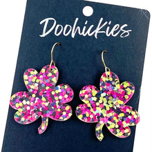 Load image into Gallery viewer, 1.5" Hand-Drawn Shamrock Dangle Earrings - Saint Patrick's Day Earrings