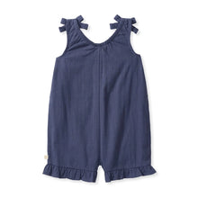 Load image into Gallery viewer, Check Gauze Blue Girl Romper - Blue Smoke