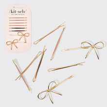 Load image into Gallery viewer, Metal Enamel Cloud & Bow Bobby Pins 8pc Set - Rosewood