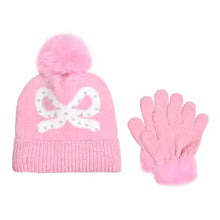 Load image into Gallery viewer, Bow Print Chenille Hat & Glove Set