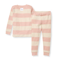 Load image into Gallery viewer, Rugby Stripe Infant PJ Set - Pink Sand
