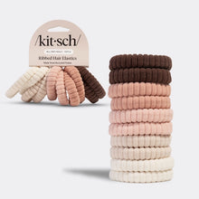 Load image into Gallery viewer, Recycled Fabric Ribbed Hair Elastics 10pc Set - Blush