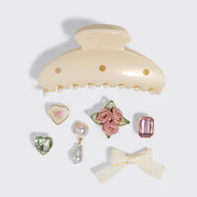 Load image into Gallery viewer, Kitschpop™️Curved Claw Clip 7pc Set Vintage- Pearlized Cream