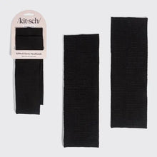Load image into Gallery viewer, Recycled Fabric Ribbed Elastic Headbands 2pc Set - Black