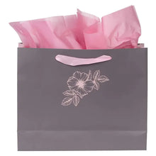 Load image into Gallery viewer, Strength and Dignity Gray and Pink Large Gift Bag with Card
