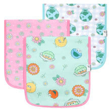 Load image into Gallery viewer, COPPER PEARL® Premium Burp Cloths 3pk - Sesame Street Retro Floral