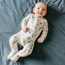 Load image into Gallery viewer, COPPER PEARL® Convertible Zip-Up Footie Pajama - Sesame Street Varsity Friends