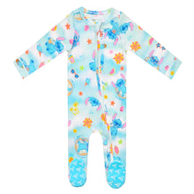 Load image into Gallery viewer, COPPER PEARL® Zip-Up Footie Pajama - Disney Stitch Dreamsicle