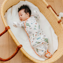 Load image into Gallery viewer, COPPER PEARL® Newborn Knotted Gown - Sesame Street Varsity Friends