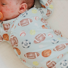 Load image into Gallery viewer, COPPER PEARL® Newborn Knotted Gown - Sports Medley