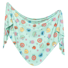 Load image into Gallery viewer, COPPER PEARL® Knit Swaddle Blanket - Sesame Street Retro Floral