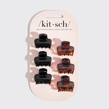 Load image into Gallery viewer, Recycled Plastic Mini Puffy Claw Clips 6pc Set- Black/Tort
