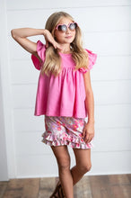 Load image into Gallery viewer, Kids Sophia Pink Floral Spring Summer Ruffle Short Set