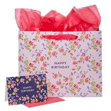 Load image into Gallery viewer, Happy Birthday Large Landscape Gift Bag Set with Card