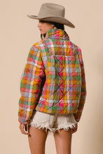 Load image into Gallery viewer, Bleached Vintage Plaid Quilted Jacket