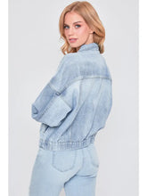 Load image into Gallery viewer, Junior's 80's Style Denim Jacket with Elastic Hem