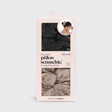 Load image into Gallery viewer, Satin Sleep Pillow Scrunchie, Black & Gold - 2 Pack