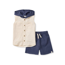 Load image into Gallery viewer, Organic Boy Slub Hooded Sleeveless Shirt & Shorts Set