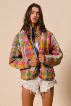 Load image into Gallery viewer, Bleached Vintage Plaid Quilted Jacket