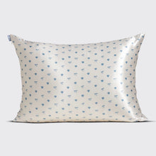 Load image into Gallery viewer, Standard Satin Pillowcase - Pearlized Cream & Coastal Blue Print