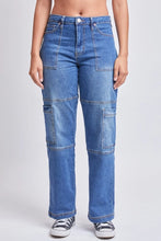 Load image into Gallery viewer, Junior High Rise Straight Leg Cargo Jeans
