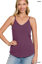 Load image into Gallery viewer, Ribbed Half Snap Button Closure Cami Top