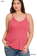 Load image into Gallery viewer, Ribbed Half Snap Button Closure Cami Top