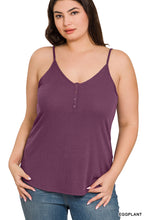 Load image into Gallery viewer, Ribbed Half Snap Button Closure Cami Top