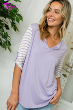 Load image into Gallery viewer, Stripe &amp; Solid Mixed Half Sleeve Top
