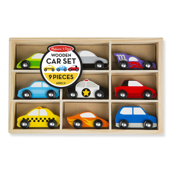 Wooden Cars Set - 9 Pieces