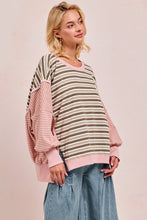 Load image into Gallery viewer, Stripe Mixed Top With Cut Edge And Reverse Outseam
