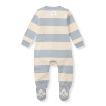 Load image into Gallery viewer, Rugby Stripe Footed Sleep &amp; Play - Quarry
