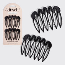 Load image into Gallery viewer, Recycled Plastic French Hair Combs 2pc Set - Black
