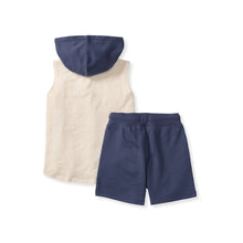 Load image into Gallery viewer, Organic Boy Slub Hooded Sleeveless Shirt &amp; Shorts Set
