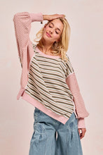 Load image into Gallery viewer, Stripe Mixed Top With Cut Edge And Reverse Outseam
