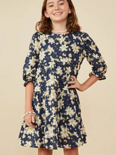 Load image into Gallery viewer, Girls Floral Print Tiered Cinch Sleeve Dress
