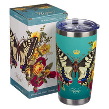 Load image into Gallery viewer, Travel Mug Stainless Steal-Teal Butterfly Hope
