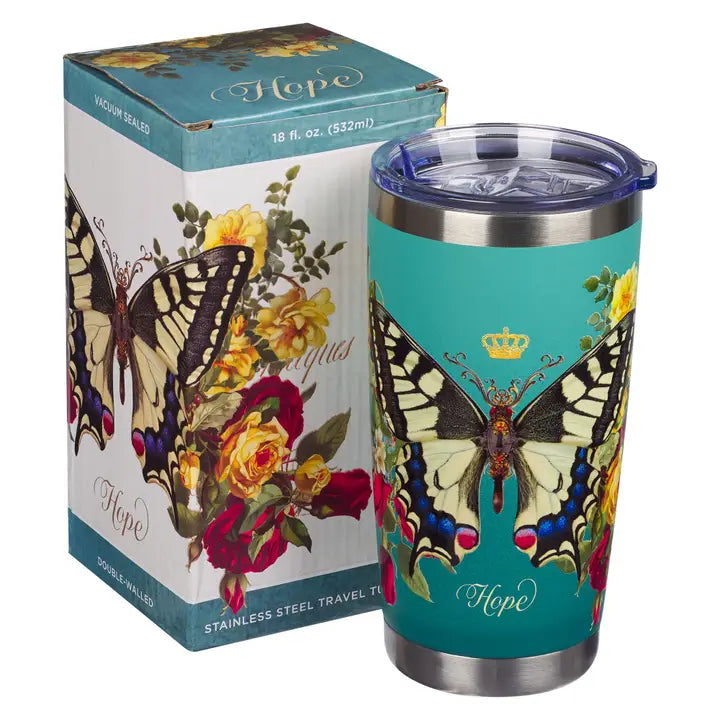 Travel Mug Stainless Steal-Teal Butterfly Hope