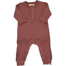 Load image into Gallery viewer, Mason Burgundy Multi Stripe Rib Romper
