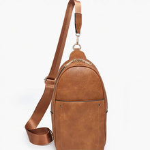 Load image into Gallery viewer, Jen&amp;Co® Pamela Double Zip Sling Bag - Brown
